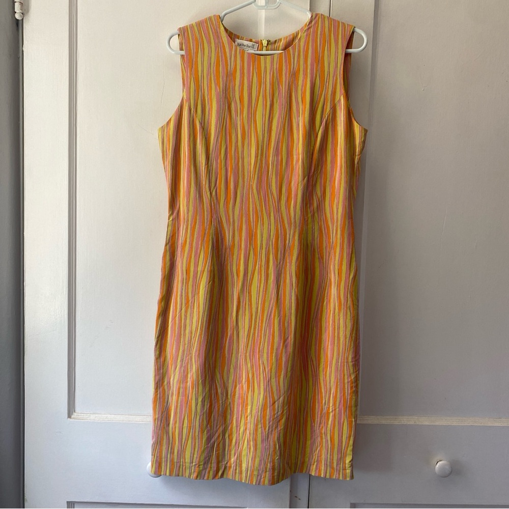 Vintage Silk Multicolor Sleeveless Shift Dress